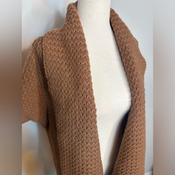 Sz L Mercer & Madison wool blend open front shirt sleeve cardigan sweater rust - Picture 7 of 7